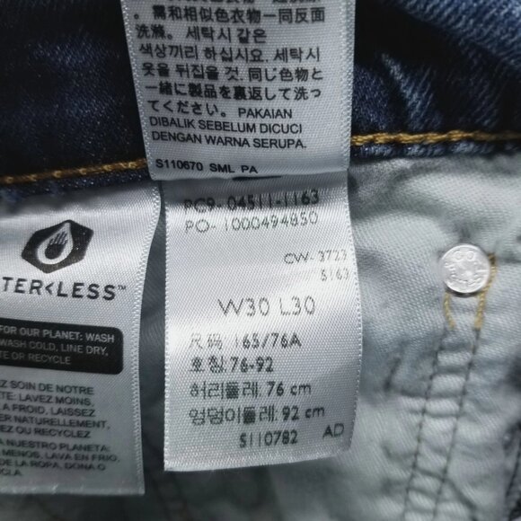 Levis 511 Jeans Mens 30x30 Blue Slim Straight Mid Rise Dark Wash Stretch Denim - Picture 8 of 9